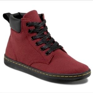 Dr. Martens “Maelly” Cherry Black Hi Top Canvas Shoes | Dr. Martens